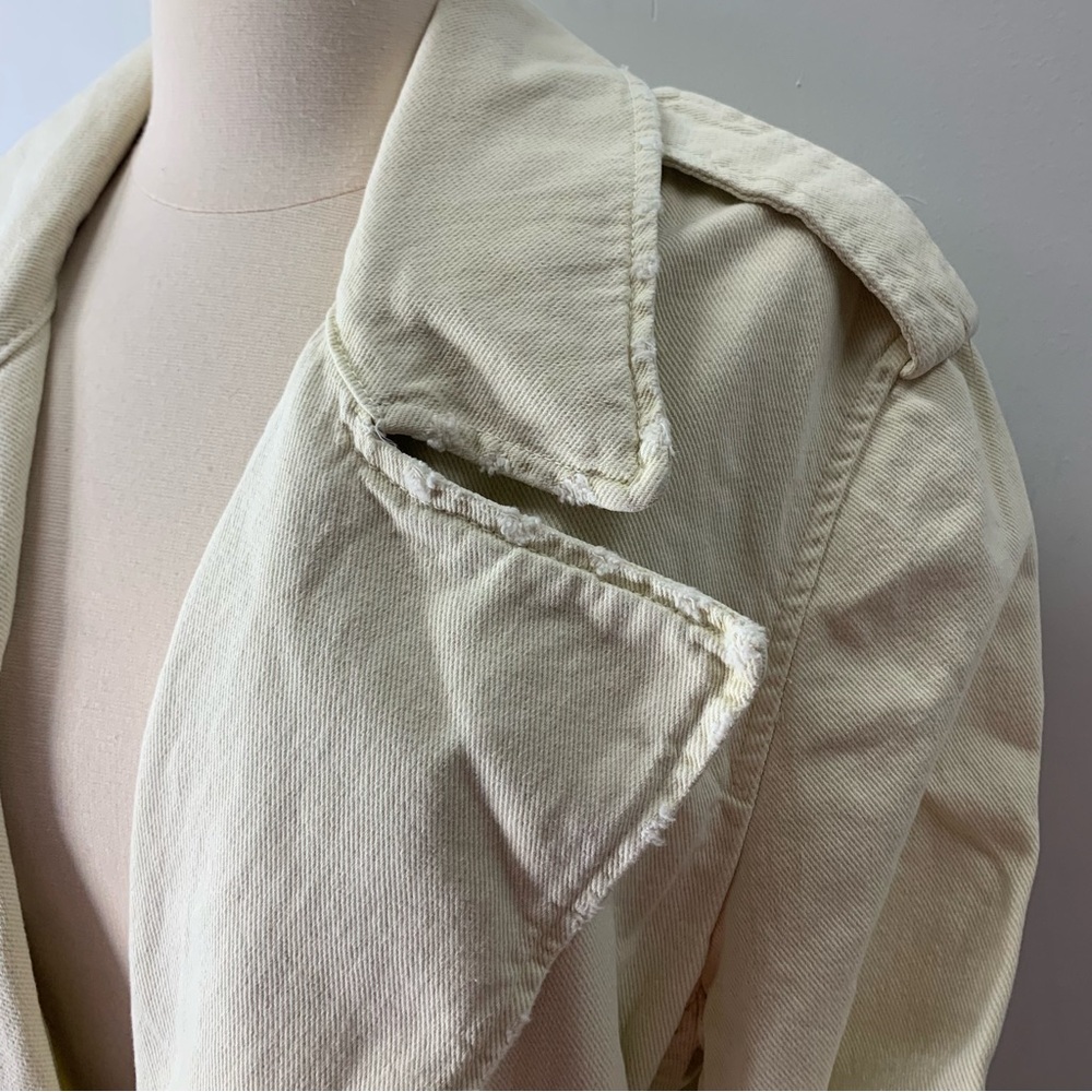 ZARA Cotton Long Trench Coat Belted Cream White size L 8197 734 - Picture 9 of 15